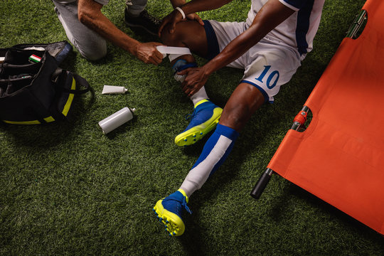 Athlete receiving treatment for an injury
